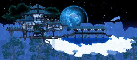 Terraria House Ideas, Floating Island, Island House, Terraria, Terrarium, Minecraft, Floating, Moon, Building