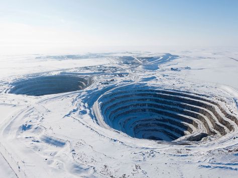 9 of the Deepest Holes in the World Admiral Byrd, Fantasy Country, Diamond Mine, Open Pit, Hollow Earth, Diamond Mines, Hidden History, Northwest Territories, Arctic Circle