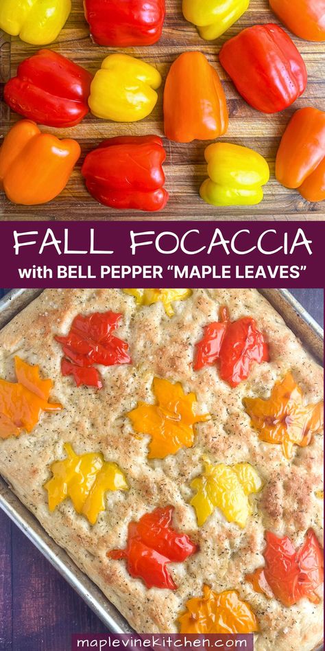 Fall is in the air and it's the perfect time to whip up a batch of our Fall Focaccia with Colorful Bell Pepper 'Maple Leaves'. 🍂 This beginner-friendly, Thanksgiving-ready recipe transforms humble focaccia bread into delicious edible art, adding an elegant touch to your dinner table. Follow us for more simple seasonal recipes with a little bit of fancy! 🍽 Fall Edible Crafts, Turkey Focaccia Art, Foccacia Bread Recipes Art, Fall Foccia Bread, Fall Foccacia Bread Art, Thanksgiving Focaccia Art, Foccacia Bread Thanksgiving Art, Fall Foccacia, Thanksgiving Foccia Bread