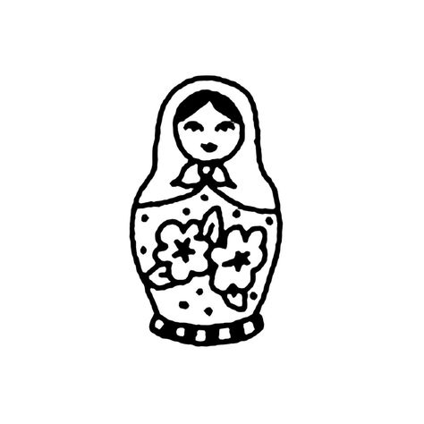 Small Tattoos White Background, Stacking Doll Tattoo, Russian Doll Drawing, Simple Pinup Tattoo, Marimekko Tattoo, Svg Tattoo, Russian Doll Tattoo, Relatable Art, Illusion Tattoos