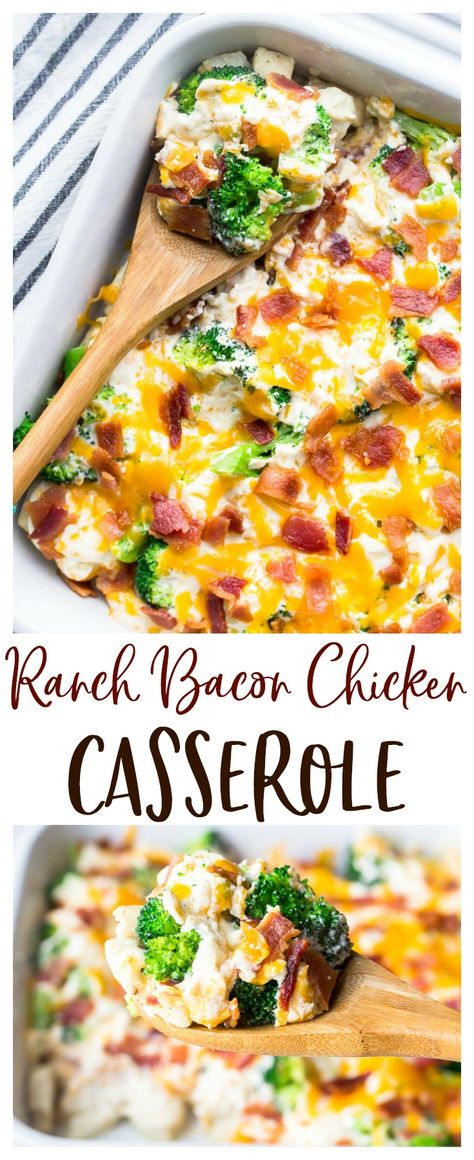 Bacon Chicken Casserole, Broccoli Bacon, Chicken Bacon Ranch Casserole, Creamy Ranch, Bacon Chicken, Gf Recipes, Chicken Broccoli, Bacon Cheese, Living Proof