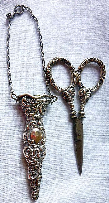 Victorian Sterling Silver (British Hallmark) Sewing Scissors & Case for Chatelaine Vintage Sewing Tools, Vintage Sewing Scissors, Old Scissors, Victorian Chatelaine, Antique Scissors, Victorian Scissors, Antique Sewing Scissors, Gothic Scissors, Vintage Scissors