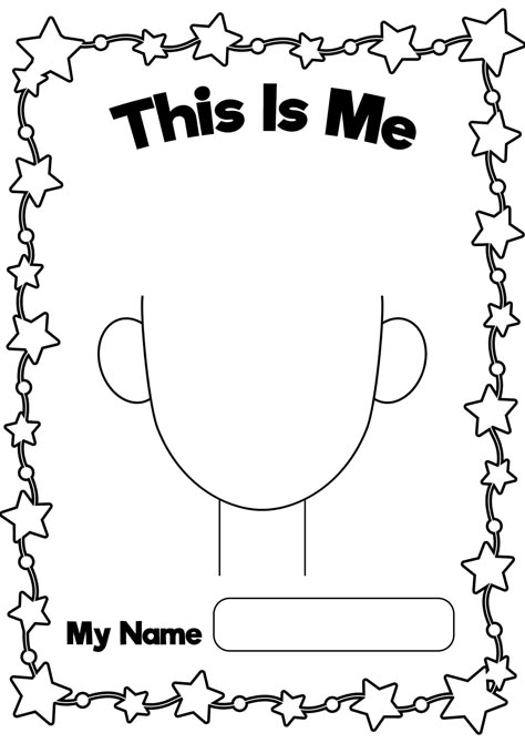 Preschool Self Portrait Template All About My Family Crafts For Preschoolers, This Is Me Portrait Preschool, Get To Know Me Preschool Craft, Self Portrait Prek Printable, Self Portrait Art Projects For Preschool, Preschool All About Me Activities Lesson Plans, Art For First Day Of School, This Is Me Self Portrait Preschool, Pre K About Me Activities