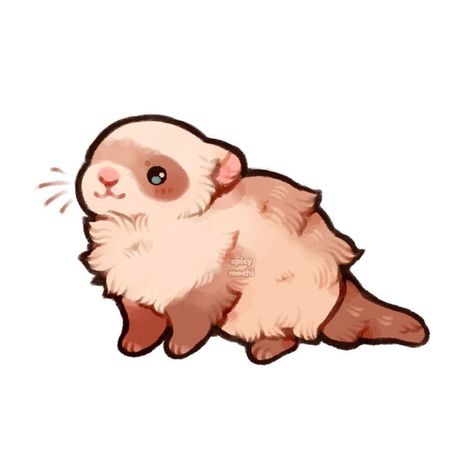 Fluffy Ferret, Cute Ferrets, Cute Animal Drawings Kawaii, Cute Doodles Drawings, Cute Doodle Art, Chibi Drawings, Amazing Drawings, Silly Animals, Cute Little Drawings