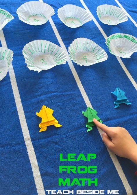 Leap Frog Math Game - Teach Beside Me Math Origami, Frog Origami, Frog Activities, Frog Games, Origami Frog, Jumping Frog, Play Math, Frog Theme, Frog Crafts