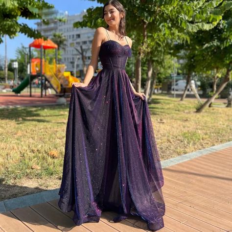 Dark Purple Prom Dress Long, Dresses For Banquet, Dark Purple Prom Dress, Purple Prom Dress Long, Glitter Gown, Dark Purple Dresses, Sparkly Prom Dress, Purple Prom, Prom Dress Long