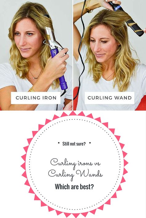 Curling iron vs curling wand, which is best? Curling Iron Vs Wand Curls, Wand Vs Curling Iron, Curling Wands, Hot Air Brush, Curling Irons, Curling Wand, Hair Iron, Air Brush, Wand Curls