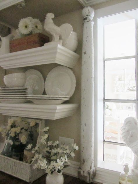 - Junk Chic Cottage Paint Shelves, Horse Barn Doors, Junk Chic Cottage, Open House Parties, Old Door Knobs, Old Bed Frames, Love Things, Guest Room Bed, Shelves White