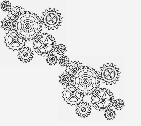 Gears biomechanical (steampunk) tattoo stencil 18 (click for full ... Steampunk Stencil, Gears Tattoo, Steampunk Tattoo Design, Gear Pattern, Gear Drawing, Steampunk Drawing, Steampunk Patterns, Gear Tattoo, Clock Drawings