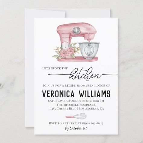 Recipe Bridal Shower Invitation Kitchen Wedding Shower, Kitchen Bridal Shower, Baking Theme, Bridal Shower Planning, Bridal Shower Food, Wedding Shower Invitations, Bridal Shower Brunch, Wedding Mood Board, Wedding Mood