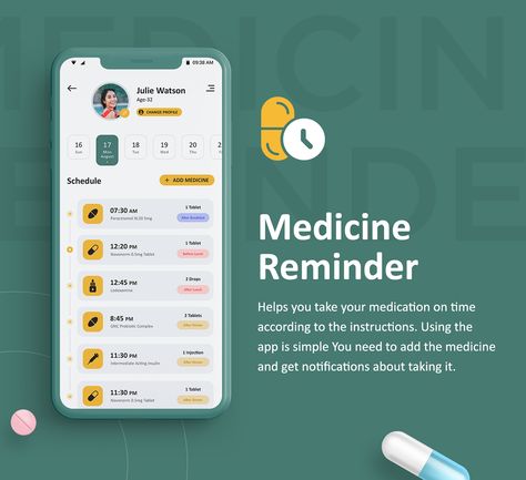 Medicine Reminder App :: Behance Medication Reminder App, Take Medicine Reminder, Medicine Reminder App, Pill Reminder App, Medicine Reminder, Profile App, Reminder App, Pill Reminder, Medication Log