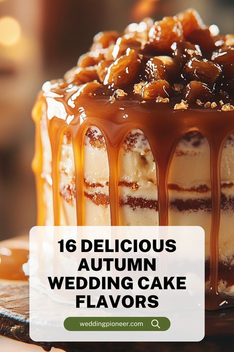 Delicious Autumn Wedding Cake Flavors Beautiful Fall Wedding Cakes, Fall Wedding Cake Flavors, Fall Cake Flavors, Pumpkin Wedding Cake, Fall Wedding Cake Ideas, Wedding Cake Dark, Pumpkin Wedding Cakes, Cozy Fall Wedding, Autumn Wedding Cake