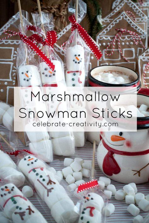 Marshmallow Snowman Sticks Christmas Stall Ideas, Christmas Fayre Ideas, Diy Christmas Gifts Food, Marshmallow Snowmen, Hot Cocoa Ornaments, Lucky Ducks, Stall Decorations, Marshmallow Crafts, Christmas Fair Ideas