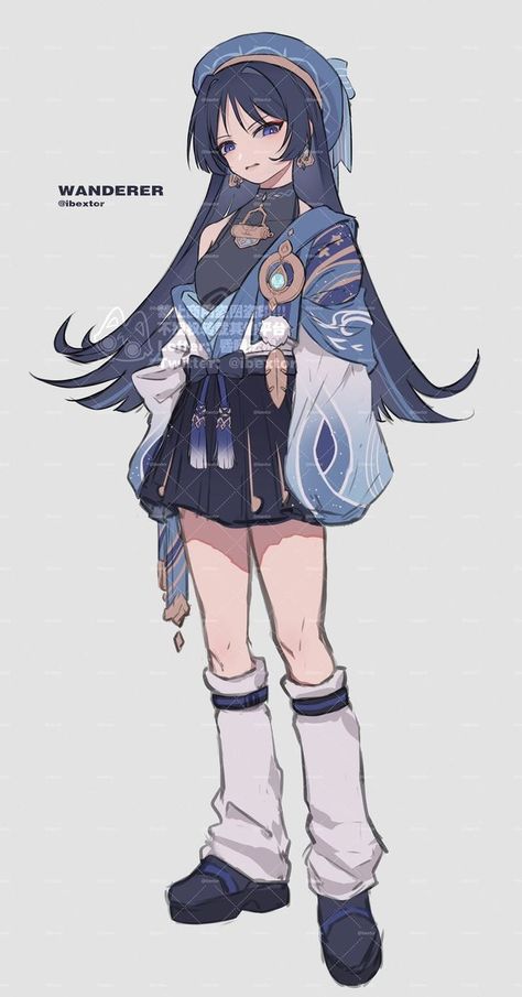 Wanderer Genshin Impact, Wanderer Genshin, Wanderer Art, Fashion Design Drawings, Character Outfits, Cutie Patootie, Pretty Art, Character Design Inspiration, Anime Character Design