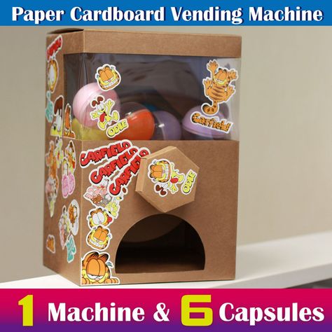 Paper Cardboard Vending Machine Capsule Vending Machine, Diy Gachapon Machine, Cardboard Vending Machine Diy, Paper Vending Machine, Cardboard Vending Machine, Convention Stand, Artist Packaging, Diy Vending Machine, Gacha Machine