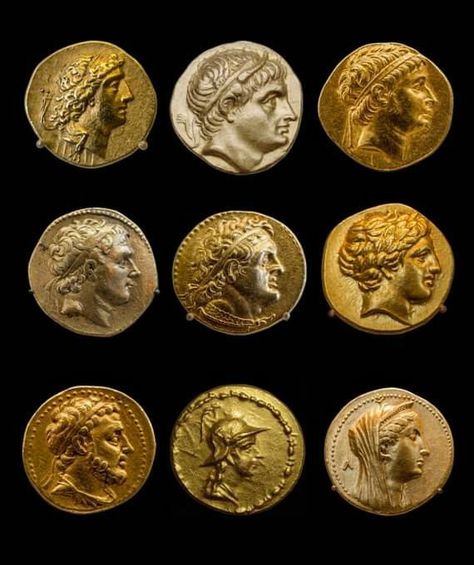 Ancient Greek gold coinage. Hellenistic Kings 👑 and Queens👑 ruled an area from Greece in the west till India in the east. Ancient Greek Culture, Chris Tattoo, Greece Culture, Greek Heritage, Kings And Queens, Greek Culture, Collage Ideas, Gcse Art, Ancient Cultures