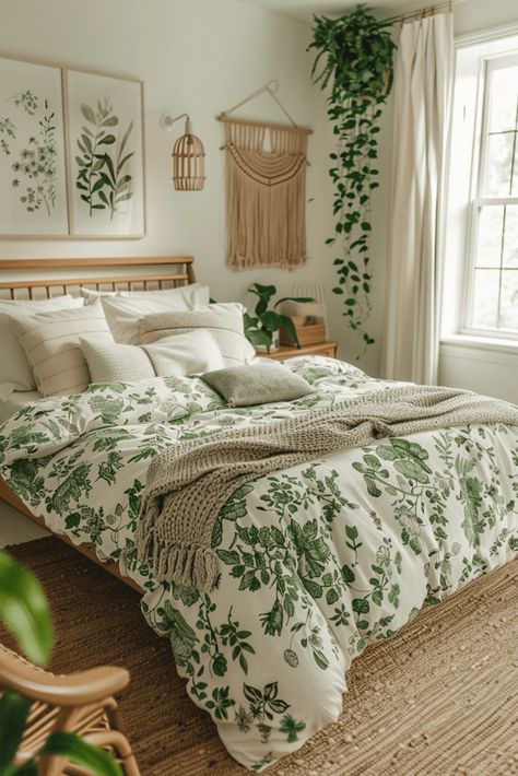 Boho Bedroom Design, Boho Style Bedroom, Bedroom Decor Inspiration, Stil Boho, Cozy Room Decor, Style Bedroom, Boho Bedroom Decor, Bedroom Refresh, Bedroom Green