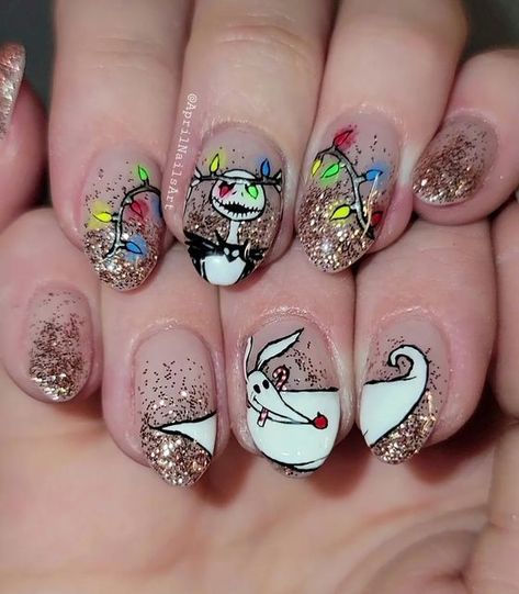 Jack Skellington Nails Christmas, Jack Skellington Nail Art, Nightmare Before Christmas Nails Christmas, Jack Skellington Christmas Nails, Nbc Nails, Night Before Christmas Nails, Jack Skellington Navidad, Skellington Nails, Jack Skellington Nails