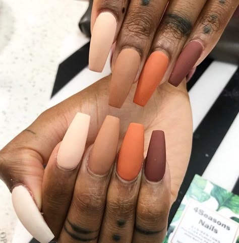 Stars Nails, Unghie Sfumate, Nails Autumn, Coffin Nails Matte, Peach Nails, Nails Matte, Fall Acrylic Nails, Super Nails, Ideas Nails