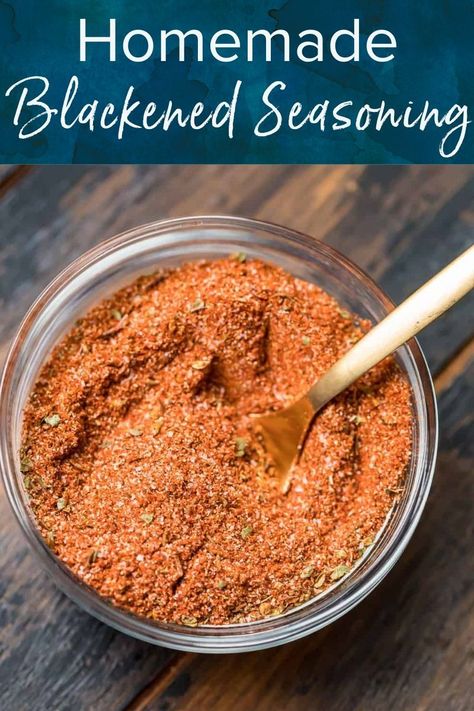 This homemade blackened seasoning recipe is savory and spicy at the same time! Season any protein with this spice mixture for a major flavor upgrade. Everyone needs a delicious spice mix! #seasoningmix #blackenedseasoning #spicemix Blackened Seasoning Recipe, Homemade Blackened Seasoning, Blackening Seasoning, Fish Steak, Blackened Seasoning, Spice Mix Recipes, Spicy Seasoning, Burnt Food, Seasoning Recipe