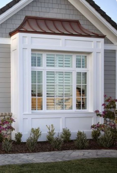 Front Bay Window Ideas Exterior, Bay Window Elevation, Box Bay Window Exterior, Exterior Bay Window Ideas, Siding House Colors, Bay Window Ideas Exterior, Exterior Bay Window, Window Elevation, Bump Out Window