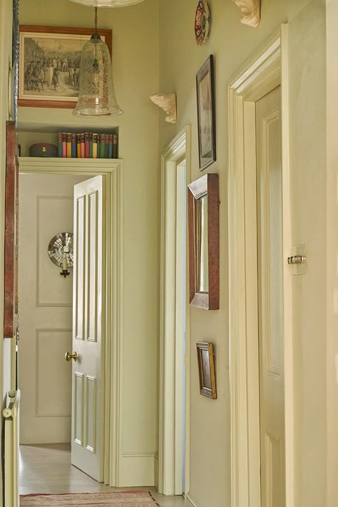 This Victorian London Apartment Highlights This Designer's Favorite Objects Emma Grant, Edward Bulmer, House Hallway, Marble Bistro Table, Victorian Apartment, Narrow Staircase, Natural Paint, Large Glass Jars, Black Backsplash