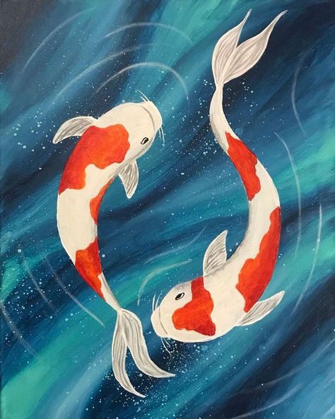 Karp Koi, Koi Painting, Koi Fish Drawing, Piskel Art, Koi Art, Fish Drawings, Canvas Painting Designs, A Glass Of Wine, Small Canvas Art