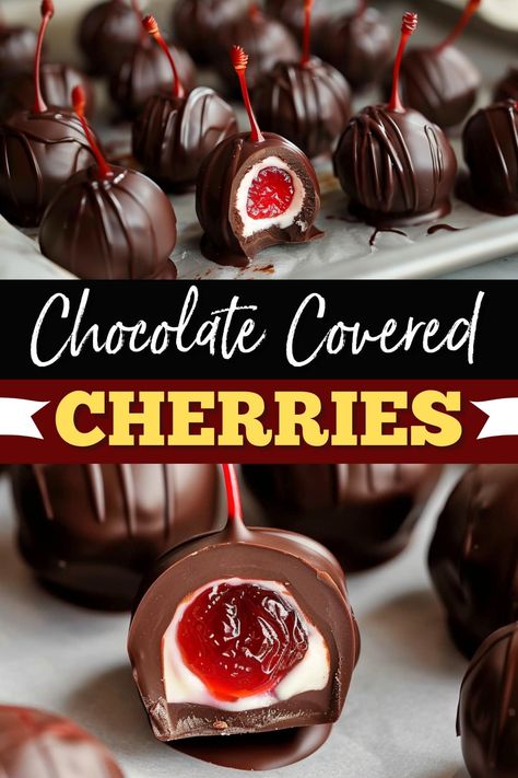 These chocolate-covered cherries are such a treat! This easy, old-fashioned dessert is perfect for gifting and devouring. Homemade Chocolate Covered Cherries, Chocolate Covered Cherry Fudge, Old Fashioned Chocolate Covered Cherries, Chocolate Cherry Old Fashioned Cocktail, Chocolate Cherry Cordial Fudge, Old Fashioned Cherry Mash Chocolates, Chocolate Covered Cherries Recipe, Slow Cooker Candy, Chocolate Covered Desserts