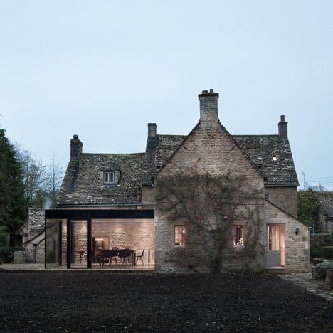 Glazed Extension, Cotswolds House, Architecture Extension, Extension Veranda, Cotswold House, Cottage Extension, Brick Cottage, Yew Tree, Glass Extension