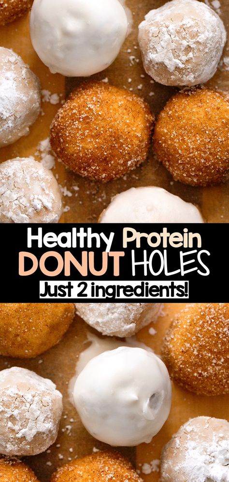 Healthy Snack Recipe - Protein Donut Holes Protein Donut Holes, High Protein Snack Recipes, Protein Snacks Recipes, High Protein Snack, Protein Donuts, Chocolate Covered Katie, Doughnut Holes, Healthy Donuts, Protein Baking