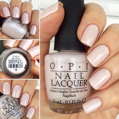 opi chiffon my mind O P I Nail Colors, Chiffon My Mind Opi Gel, Opi Chiffon My Mind, Opi Neutral Nail Polish, Bridal Nail Colors, Opi Nail Polish Colors, Natural Nails Manicure, Bridal Nail, Opi Nail Colors