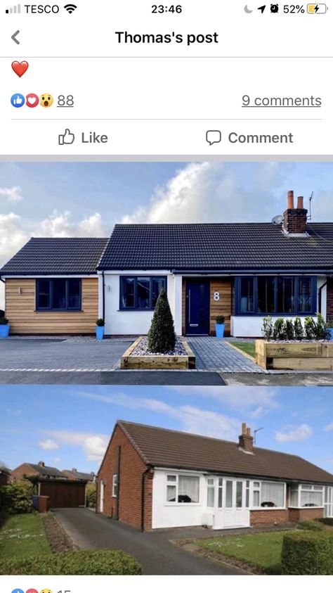 Bungalow Exterior Makeover Before After, Bungalow Extensions Before And After, 60s Bungalow Renovation, Bungalow Exterior Makeover Uk, Bungalow House Design Uk, Chalet Bungalow Renovation Uk, Bungalow Exterior Uk, Bungalow Renovation Before And After Uk, Contemporary Extension On Old House