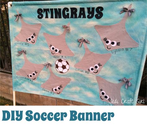 diy soccer banner Soccer Banner Ideas, Soccer Team Banners, Kids Soccer Team, Girls Soccer Team, Sports Team Banners, Soccer Banner, Team Banner, Sport Banner, Banner Ideas