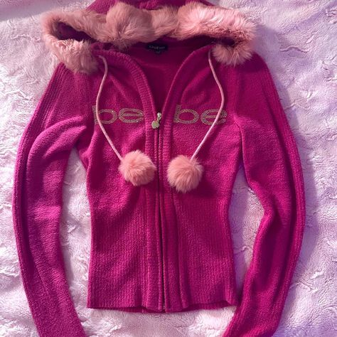 I might be biased but you should probably buy this on Depop 👍 https://depop.app.link/uMGf1Pbjuzb Mcbling Sweater, Mcbling Clothes, 2000 Clothes, Mcbling Fashion, Hot Pink Sweater, Depop Y2k, Fur Sweater, Pink Fur, Y2k Outfits