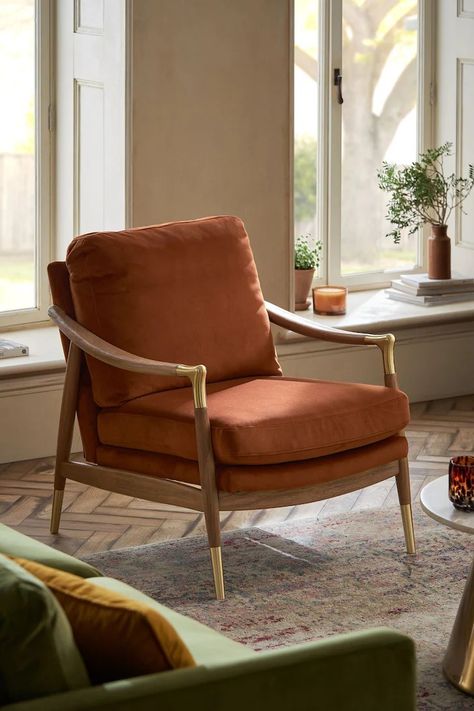 Rust Colored Accent Chairs, Burnt Orange Accent Chair, Rust Accent Chair, Rust Armchair, Wooden Accent Chair, Orange Accent Chair, Traditional Accent Chair, Velvet Accent Chair, Brick Colors