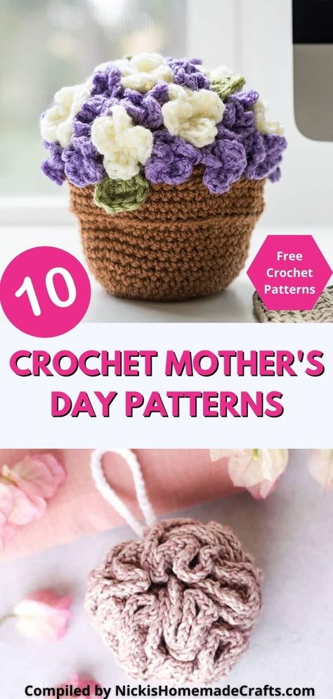 Celebrate the special women in your life this Mother's Day with a thoughtful handmade gift. We've got you covered with 20 free crochet patterns that are so quick and easy to make, you'll have more time to spend with the people you love. From delicate flowers and lacy scarves to whimsical animals and cuddly blankets, these free patterns will show just how much you care. Make something special this Mother's Day and give the gift of love with these free crochet patterns. Free Crochet Mothers Day Patterns, Crochet Patterns For Mothers Day, Crochet Gifts For Ladies, Crochet Mothers Day Gift, Crochet Ideas For Mothers Day Gifts, Crochet Gifts For Mother In Law, Crochet Gift For Women, Mother’s Day Crochet Patterns Free, Quick Crochet Gift Ideas For Women