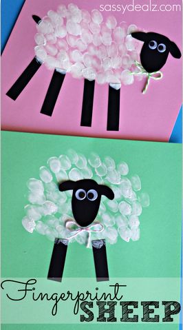 Fingerprint Sheep Craft!  Great for farm unit! Sheep Craft, Sheep Crafts, Fun Easter Crafts, Daycare Crafts, Easter Art, Easter Activities, Sunday School Crafts, Craft For Kids, Easter Crafts For Kids