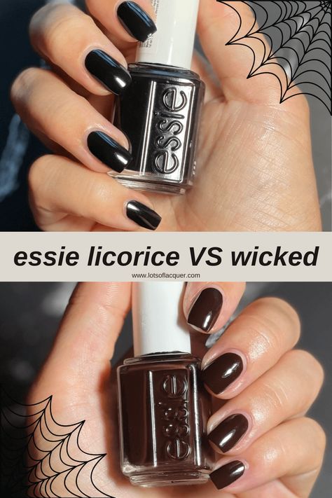 Essie Black Nail Polish, Essie Wicked Nail Polish, Essie Licorice, Essie Wicked, Fall Nail Polish, Infinity Nails, Black Nail Polish, Nail Colours, Black Nail