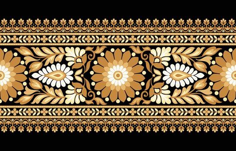 Textile Border, Baroque Border, Digital Border, Embroidery Border, Beautiful Flower Drawings, Design Pattern Art, Color Drawing Art, Ajrakh Prints, Stencil Printing