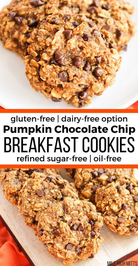 Pumpkin Protein Breakfast Cookies, Harvest Breakfast Cookies, Pumpkin Cookies Low Sugar, Chocolate Chip Breakfast Cookies, Healthy Fall Breakfast, Chocolate Chip Breakfast, Breakfast Cookies Gluten Free, Pumpkin Breakfast Cookies, Resepi Biskut