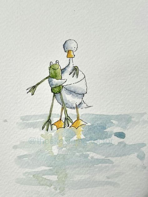 Frog Painting Ideas, Watercolor Ducks, Stand In The Gap, Frosch Illustration, Be Faithful, Watercolour Inspiration, S Heart, Watercolor Paintings Tutorials, Watercolor Art Lessons