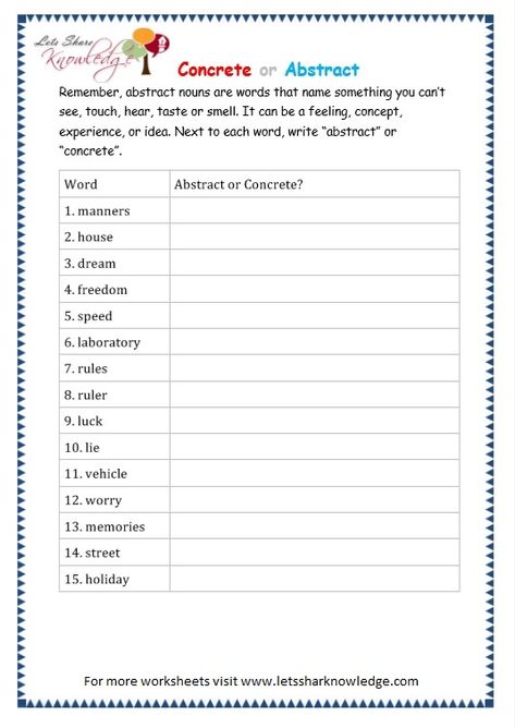 Grade 3 Grammar Topic 1: Abstract Nouns Worksheets – Lets Share Knowledge Noun Worksheet Grade 3, Abstract Nouns Worksheet, Concrete And Abstract Nouns, Proper Nouns Worksheet, Concrete Nouns, Literal Equations, Graphing Linear Equations, Abstract Nouns, Common And Proper Nouns