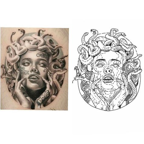 Realistic Stencil Tattoo, Portrait Tattoo Stencil, Realistic Tattoo Stencil, Realism Tattoo Stencil, Medusa Tattoo Stencil, Half Sleeve Tattoos Sketches, Zeus Tattoo, Hyper Realistic Tattoo, Medusa Tattoo Design