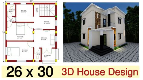 HELLO! , THIS IS A PLAN FOR A RESIDENTIAL BUILDING PLOT SIZE 26 X 30 , NORTH FACING PLAN ELEVATION MODERN HOUSE North Facing Plan, 20 X 50 House Plans West Facing, 30×60 West Facing House Plan, House Plan 3d, 30×55 House Plan East Facing, 25×50 House Plan North Facing, Plot Size 40×30, Plan Elevation, 3d House