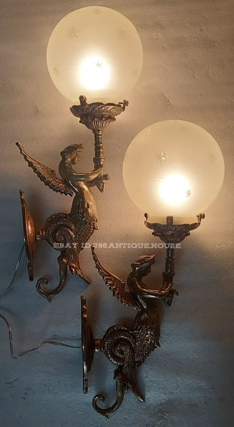 Fixture Brass, Moody Room, Vintage Sconces, Antique Lamp, Art Deco Interior Design, Old Lamps, Glass Light, Antique Lamps, Brass Glass