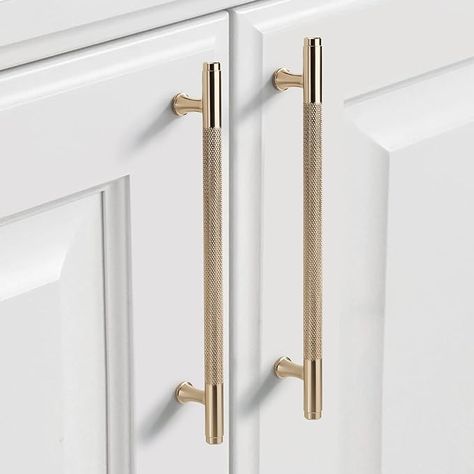 9BUILD 10 Pack 7 Inch Knurled Cabinet Pulls Gold Kitchen Cabinet Handles Kitchen Cabinet Hardware Brushed Brass Cabinet Pulls Gold Handles for Cabinets Cupboard Handles T Bar Handles - Amazon.com Cabinet Handles Kitchen, Brushed Brass Cabinet, Handles For Cabinets, Gold Cabinet Hardware, Wardrobe Handle, Kitchen Cupboard Handles, Brass Cabinet Pulls, Wardrobe Handles, Brass Cabinet