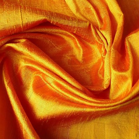 Saffron Orange, Fabric Wholesale, Silk Dupioni, Raw Silk Fabric, Orange Aesthetic, Orange Crush, Yellow Aesthetic, Silk Thread, Learn To Sew