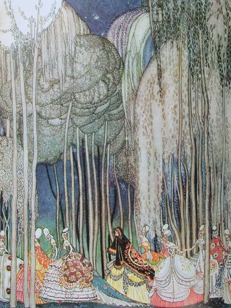 One of the main inspirations behind our November catalog was the work of Danish illustrator Kay Nielsen, whose gorgeous imagery has accompanied  many of the fairy tales featured in our book. Like the stories themselves, fairytale illustrations stretch the realm of your imagination and allow you to lose yourself in a world where reality doesn’t exist. They are captivating to look at, and would make such amazing wall art. Twelve Dancing Princesses, Kay Nielsen, Aubrey Beardsley, Classic Fairy Tales, Fairytale Illustration, Fairytale Art, Arte Fantasy, Childrens Illustrations, Children's Book Illustration