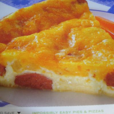 Cheese Pie Recipe, Garden Party Recipes, Impossible Pie, Bisquick Recipes, Cheese Pie, Cornbread Mix, Crowd Pleasing Recipes, Cheese Pies, Hot Dog Recipes