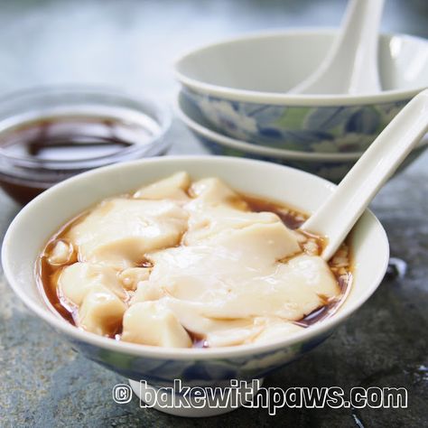 Soy Milk Pudding (Tau Foo Fah) Recipes With Soy Milk, Milk Pudding, Soy Milk Pudding Recipe, Tofu Pudding Recipe, Tau Foo Fah, Japanese Milk Pudding Recipe, Soy Milk Pudding, Silken Tofu Pudding, Tofu Pudding Vegan